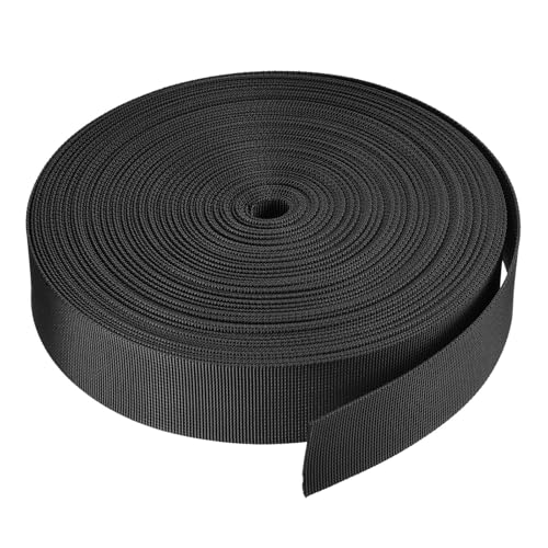 Nylon Webbing Strap Nylon Webbing Straps Durable Nylon Strap for Outdoor DIY Gear Repair,Backpack,Cargo Strap,Luggage-Rack,Pet Collars,Crafts - color: Black, size: 1.5 inchx25 Yards