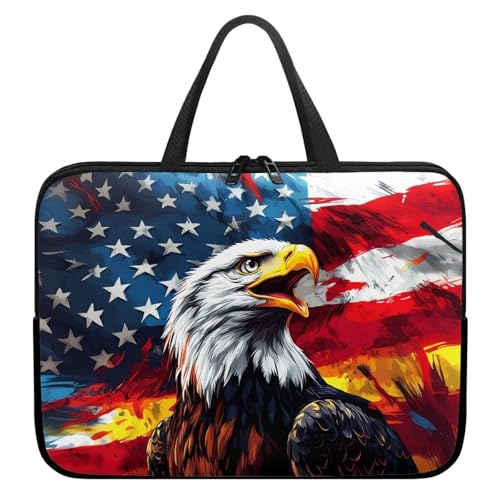 10 Inch Laptop Sleeve Case, American USA Flag Eagle Computer Bag Tablet Carrying Case, Tote Bags for Work/Business/School/Travel, 4th of July Large Capacity Notebook Briefcase - color: American Usa Flag Eagle, size: 10 Inch