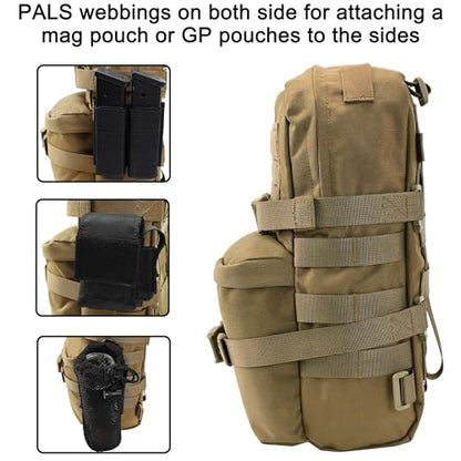 Tactical Mini Molle Hydration Pack,Molle Hydration Carrier with US Flag Water Resistant,Hydropack for Tactical Vest Backpack - style: Coyote Brown