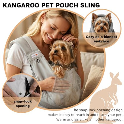 Dog Sling Carriers for Small Dogs, Hands Free Front Pet Carrier with Bottom Support, Adjustable Shoulder Straps, Breathable Dog Backpack Carrier for Travel Hiking Walking Anti Anxiety, Grey