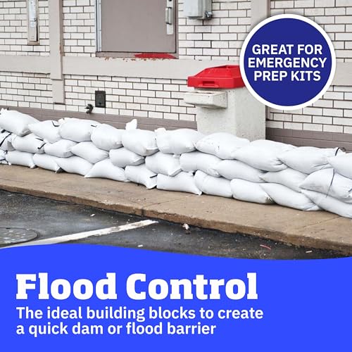 DURASACK Heavy Duty Sand Bags with Tie Strings Empty Woven Polypropylene Sand-Bags for Flood Control with 1600 Hours of UV Protection, 50 lbs Capacity, 14x26 inches, White, Pack of 100 - color: White, size: 100 Sandbags