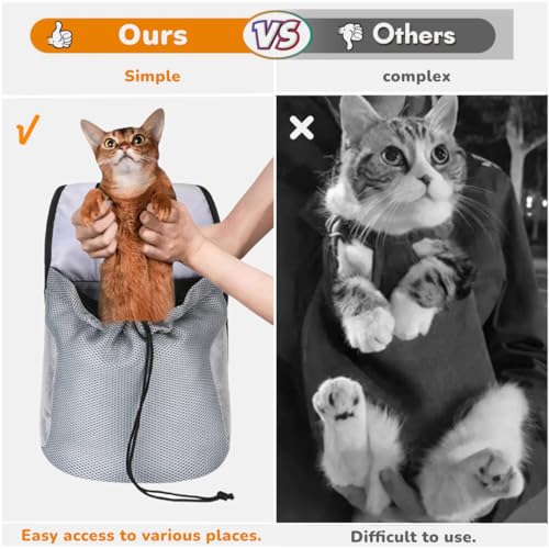 Dog Front Carrier Backpack,Ventilated Mesh Puppy Back Pack with Safety Belt,Adjustable Breathable Pet Carrier for Small Dogs Cats,Lightweight Doggy Backpack for Hiking Cycling Outdoor - color: Gray
