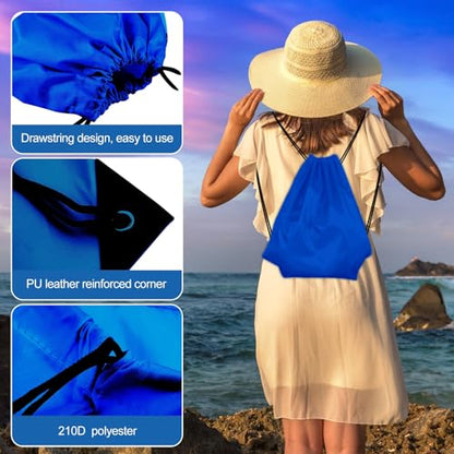KUUQA 12 Pcs Drawstring Backpack Bags Sport Gym Sack Cinch Bags Bulk for School Traveling and Storage (Blue) - color: Blue