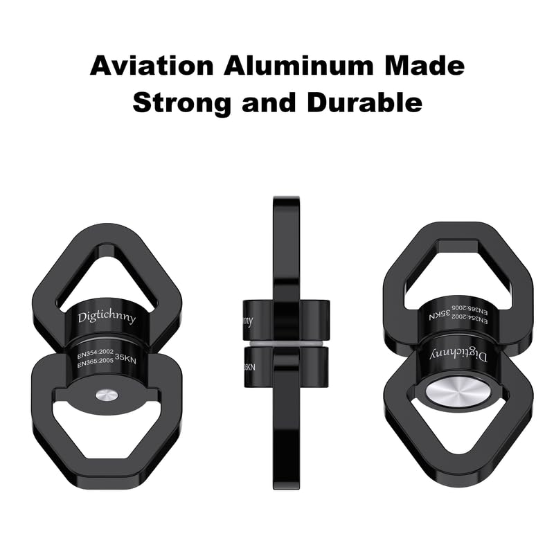 2 Pack Swing Swivel Hook, 35KN Aluminium Alloy Swing Swivel Heavy Duty, Swing Spinner For Children's Swing,Aerial Yoga,Web Tree Swing,Hanging Hammock Indoor Outdoor(Black with 4 Carabiners) - style: Black-2 Pack with 4 Carabiners