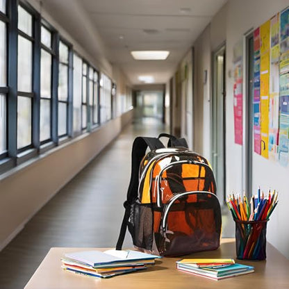 Clear Backpack, Clear Bag Stadium Large See Through Bookbag Heavy Duty PVC Transparent Backpacks for School - color: Clear Amber-1pack
