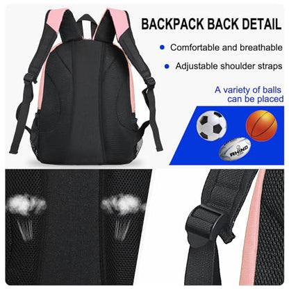 Goloni Youth Soccer Bag,Basketball Bag with Ball Compartment & Shoe Compartment,Backpack for Football Volleyball Basketball - color: Flesh Pink