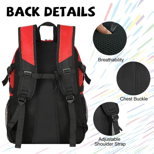 Goloni 35L Basketball Bag,Basketball Backpack with Shoe and Ball Compartment,Backpack for Soccer, Volleyball - color: Red