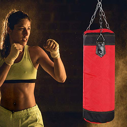 Bnineteenteam Workout Exercise Sandbags, Heavy Duty Fitness Sandbag Empty Sandbags Filler Bag Kick Punching Sand Bag Training Bag for Boxing Karate Punching(60CM-red)