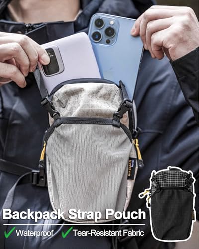 Backpack Shoulder Strap Pouch - Waterproof Strap Pack Phone Pouch, Backpack Strap Pocket Attachment Bag, Small Crossbody Bag Waist Pack for Sports Hiking Camping - color: Black