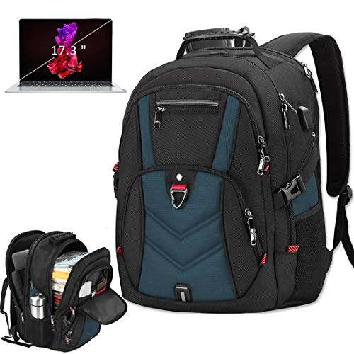 NEWHEY Laptop Backpack 17 Inch Business Travel Backpacks for Men Women Extra Large Waterproof TSA Anti Theft College Bookbags with USB Charging Port 17.3 Gaming Computer Backpack 45L, Blue - color: Blue, size: 17.3 Inch