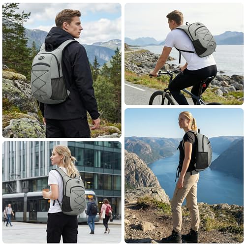 Ultra-Light Soft Daypack 15L/20L, Cushioned Breathable Back Panel Backpack, Lightweight Packable Travel Backpack (Gray, 15L) - color: Gray, size: 15L