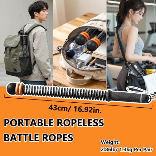Weighted Ropeless Battle Ropes, Heavy Duty Portable Cordless Battle Ropes for Home Gym, Workout Exercise Rope for Strength Training, Fitness Equipment for Men & Women, Home Gym Equipment(Black)
