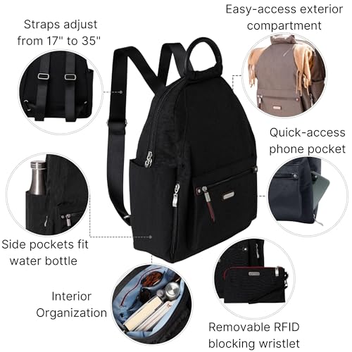 Baggallini Women's All Day Backpack, Black Cheetah Emboss, One Size… - color: Black Cheetah Emboss