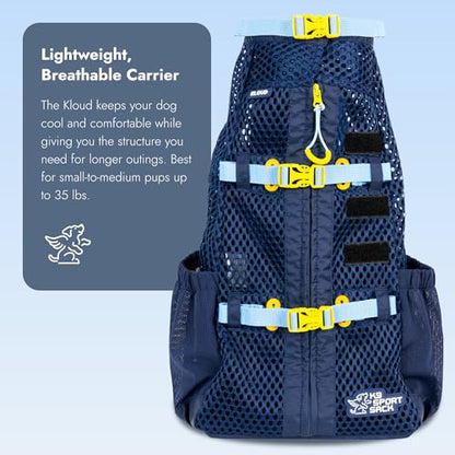 K9 Sport Sack Kloud - Small, Blue - Ideal for Dogs with 13-16” Back Length - Ultra-Light Mesh Backpack Carrier with Inflatable Frame - size: Small