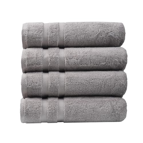 SOFE H&L | Olea Luxury Cotton Turkish Bath Towels Set of 4 Cool Gray | Premium, Soft, Durable, Absorbent | Hotel Quality Plush Towels and Thick Towel Sets - color: Cool Gray, size: Set of 4 - Bath Towel