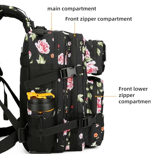 45L Military Tactical Backpack Hiking Backpacks Tactical Gear Camo Back Pack Army Molle Bag Rucksack Fitness Daypack - color: Peony