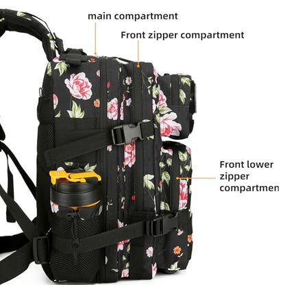 45L Military Tactical Backpack Hiking Backpacks Tactical Gear Camo Back Pack Army Molle Bag Rucksack Fitness Daypack - color: Peony