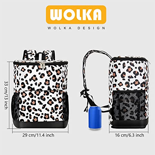 Wolka Cooler Backpack 30 Cans,Portable Backpack Coolers Insulated Leak Proof,Waterproof Soft Sided Cooler Bag for Travel,Beach,Camping,Picnic,Lunch Backpack for Women (Snow Leopard) - color: Snow Leopard