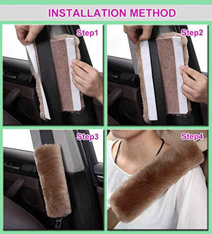 Soft Faux Car Seat Belt Cover Pad,Car Safety Seat Belt Strap Shoulder Pad for Adults and Children,Suitable for Car Seat Belt,Backpack,Shoulder Bag,Set of 2 (Pink) - color: Pink