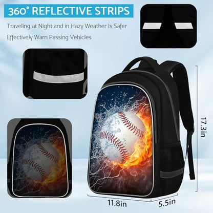 TILYTADLY School Backpack for Boys - Baseball Boys Backpack for Kids Children Teens Elementary Middle School - Students Bag for Ages 6-18,17″Bookbag Multifunctional Large Capacity - color: Baseball-03-backpack Only