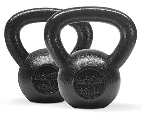 Yes4All Kettlebell Sets, 5 - 10 - 15 - 20 - 25 - 30 LB Cast Iron Strength Training Kettlebells, Wide Handles & Flat Bottom, Multi-Level from Beginners to Pros for Strength Training & Home Gym - color: B. 15 - 20 lbs