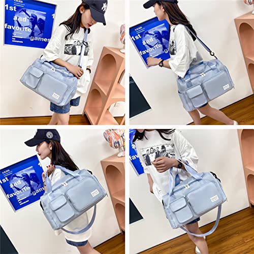 Small Gym Bag for Women, Travel Duffle Bag Carry On Weekender Bag with Shoe Compartment - color: 07#Sky Blue, style: Gym Bag&toiletry Bag