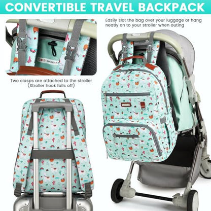 Diaper Bag Backpack, Large Baby Nappy Bags with Portable Changing Pad for Boys and GirlsMultifunction Travel Baby Bag for Moms Dads, Shower Gifts Waterproof and Stylish - color: Green