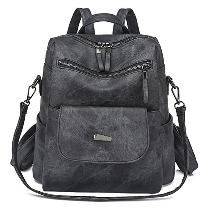 Backpack Purse for Women, PU Leather Backpack Purse, Fashion Travel Anti Theft Backpack, Multipurpose Lightweight Waterproof Convertible Purse Shoulder Bag Handbag, Black - color: Black