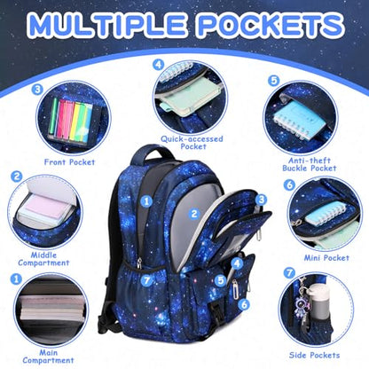 PIG PIG GIRL Kids Backpack for Girls Boys School Bags for Middle School Students Book Bag for Elementary Primary Kawaii Ita Backpack, Galaxy Astronaut - color: Galaxy Blue