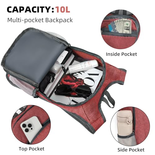 Xgunion Hiking Backpack 10L Small Travel Lightweight Daypack Foldable Hiking Packable Camping Hiking Backpacks for Women Men (Red) - color: Red