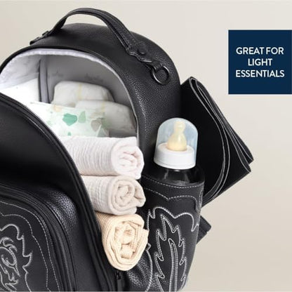 Itzy Ritzy Mini Diaper Bag Backpack – Chic, Compact Mini Plus Backpack with Changing Pad, 10 Pockets (6 Internal, 4 External), Grab-Top Handle & Rubber Feet (Outlaw) - color: Outlaw