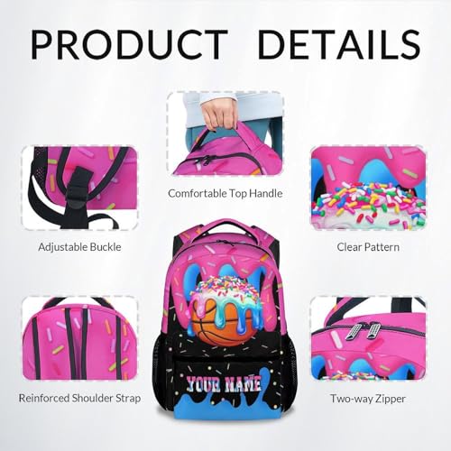 Basketball Backpack for Boys Kids Personalized - Custom Name Girls Backpack Youth Player Drip Design Sports Schoolbag Large Capacity 17" for Kindergarten Elementary - color: Blue