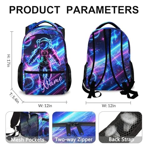 Kids Boys Backpack Personalized Astronaut Backpacks for School Travel - Cool Large Capacity Custom Bookbag for Kindergarten Elementary - color: White