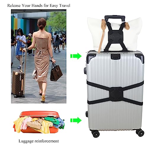 Luggage Bungee Bag Bungee, Luggage Straps Suitcase Adjustable Belt – an Adjustable and Portable Travel Suitcase Accessory-Black Buckle - color: Black buckle