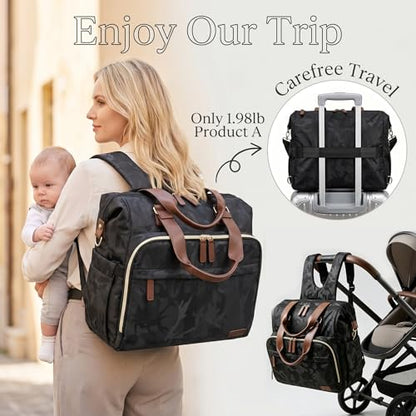 Diaper Bag Backpack Mommy Bag Large Capacity Diaper Backpack Travel Essential Baby Diaper Bag for Mom and Dad, Camo Black - color: Camo Black