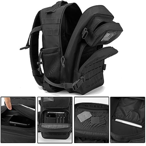 QT&QY 25L/45L Military Tactical Backpack For Men Molle Daypack 3 Day Bug Out Bag Hiking Rucksack With Bottle Holder - color: 25l Black