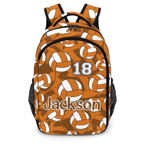 Orange Volleyball Pattern Shoulders Backpack Laptop Bag Bookbags Personalized Casual Daypack for Sports Travelling Camping - color: Orange Volleyball Pattern