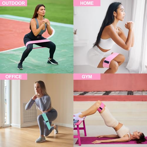 PATIKIL Booty Resistance Bands for Working Out Non-Slip Workout Elastic Fabric Resistance Loops with Bag and Instruction - color: Pink, Rose Red, Rubber Red