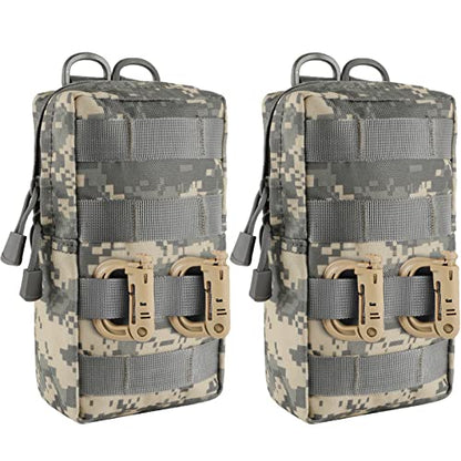 FRTKK 2 Pack Molle Pouches - Tactical Compact Water-Resistant EDC Pouch Bag Small Utility Pouch - color: 2 Pack-ACU 3