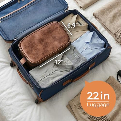 Elviros Toiletry Bag for Men PU Leather Dopp Kit (Large, Dark Brown) - color: Dark Brown, size: Large (Pack of 1)