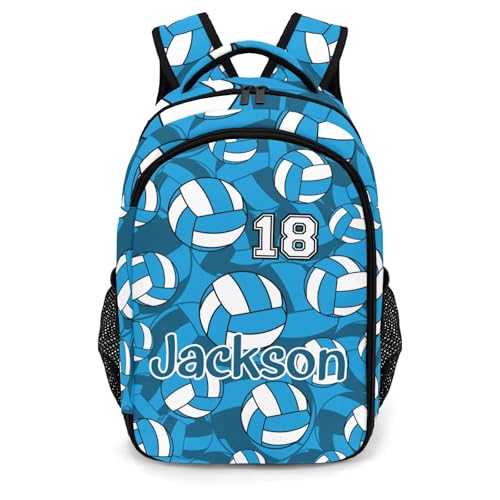 Sky Blue Volleyball Pattern Shoulders Backpack Laptop Bag Bookbags Personalized Casual Daypack for Sports Birthday Holiday Party Gift - color: Sky Blue Volleyball Pattern