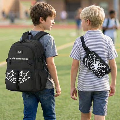 Kids Backpack for Boys - 4Pcs Boys Backpack with Lunch Box Set for Kids Teens Elementary Middle School, 18″ Large Capacity Students Bookbag, Perfect for Travel and School - color: Black-backpack-set