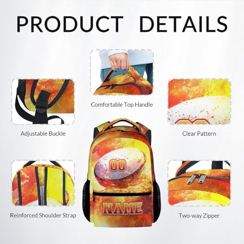 School Backpack Set, Hockey Backpacks for Boys, Personalized Bookbag with Name, 17 Inch Custom Sport Schoolbags with Lunch Box and Pencil Case - color: Color-5