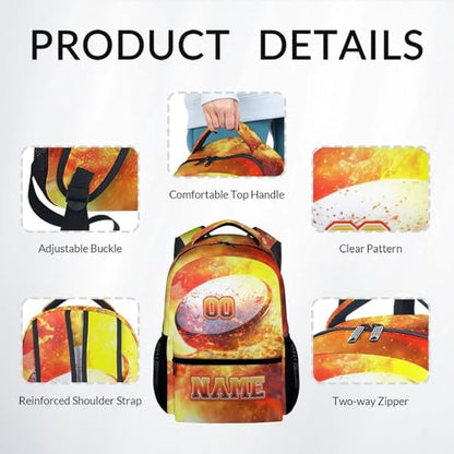 School Backpack Set, Hockey Backpacks for Boys, Personalized Bookbag with Name, 17 Inch Custom Sport Schoolbags with Lunch Box and Pencil Case - color: Color-5