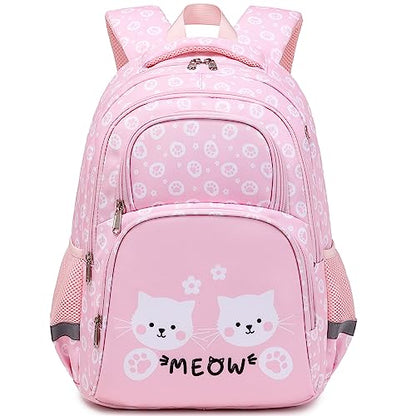abshoo Cute Cat School Backpack For Girls Elementary Kindergarten Kids School Bag (Cat Pink A) - color: Cat Pink