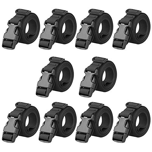 MAGARROW 78" x 1" Strap Buckle Packing Straps Adjustable 1-Inch Belt - color: Black 6.5 feet Long (10-PCS)