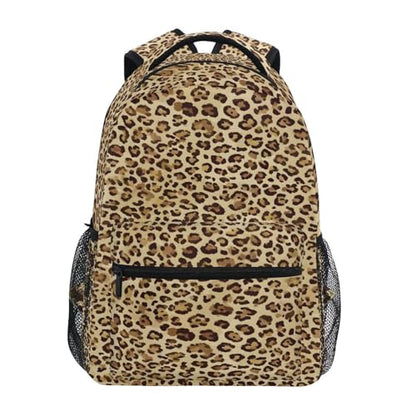 ALAZA Animal Leopard Print Brown Stylish Backpack Purse for Women Girls Kids School Personalized Laptop iPad Tablet Travel School Bag with Multiple Pockets - color: Leopard