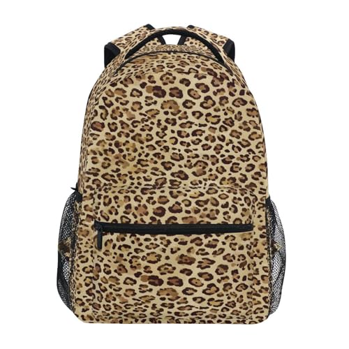 ALAZA Animal Leopard Print Brown Stylish Backpack Purse for Women Girls Kids School Personalized Laptop iPad Tablet Travel School Bag with Multiple Pockets - color: Leopard