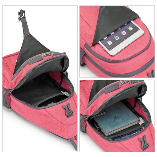 G4Free Sling Bag for Men and Women, RFID Blocking Crossbody Bag, Lightweight Sling Backpack for Travel, Hiking, Walking and Daily Use - color: Red