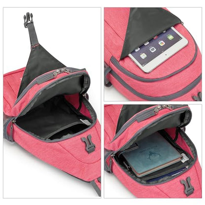 G4Free Sling Bag for Men and Women, RFID Blocking Crossbody Bag, Lightweight Sling Backpack for Travel, Hiking, Walking and Daily Use - color: Red